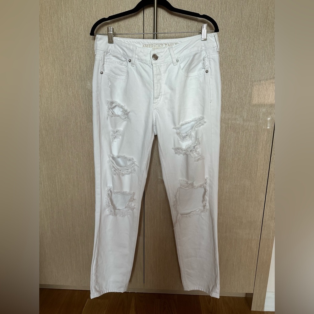 AMERICAN EAGLE Outfitters White Jeans Size 8 Regular 100% Cotton